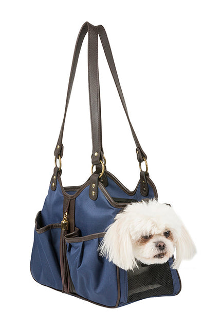 Metro Bag in Navy with Brown Leather Trim & Tassel