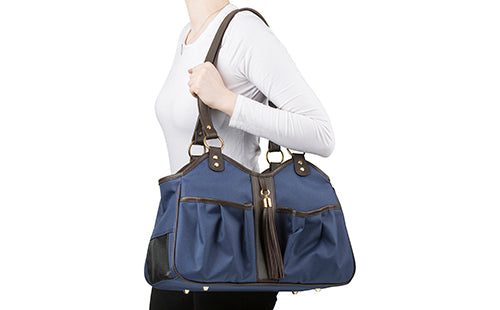 Metro Bag in Navy with Brown Leather Trim & Tassel