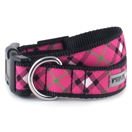 Bias Plaid Hot Pink Bow Tie