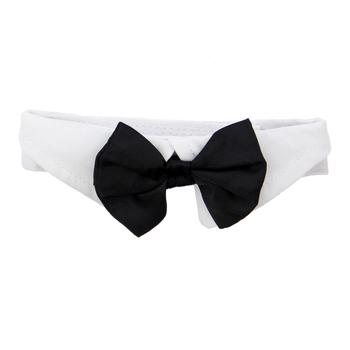 Black Satin Bowtie w/ White Cotton Collar