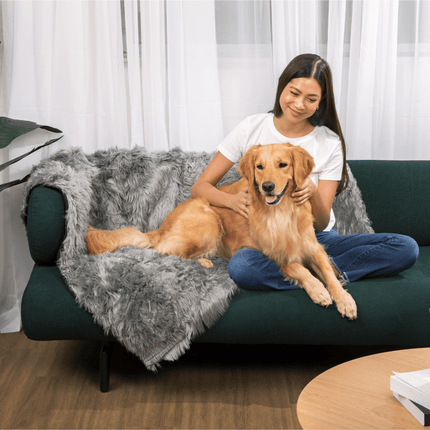 PupCloud™ Human-Size Dog Bed + Matching Waterproof Blanket Bundle - Charcoal Grey