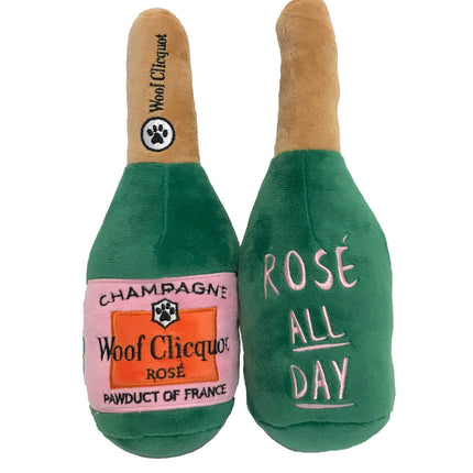 Woof Clicquot Rose' Champagne Bottle Plush Toy