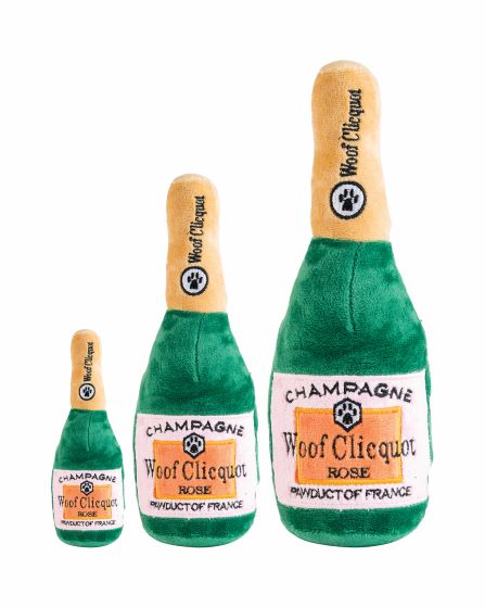 Woof Clicquot Rose' Champagne Bottle Plush Toy