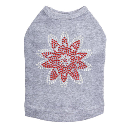 Red Rhinestone Flower - Dog Tank