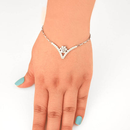 Cubic Zirconia Paw Print Bracelet, Sterling Silver VIP Bracelet