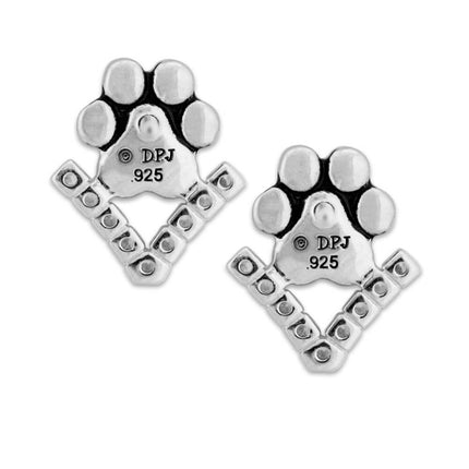 Cubic Zirconia VIP Paw Print Post Earrings in Sterling Slver