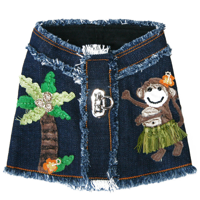 The Lahaina Collection Hula Monkey Denim Harness Vest