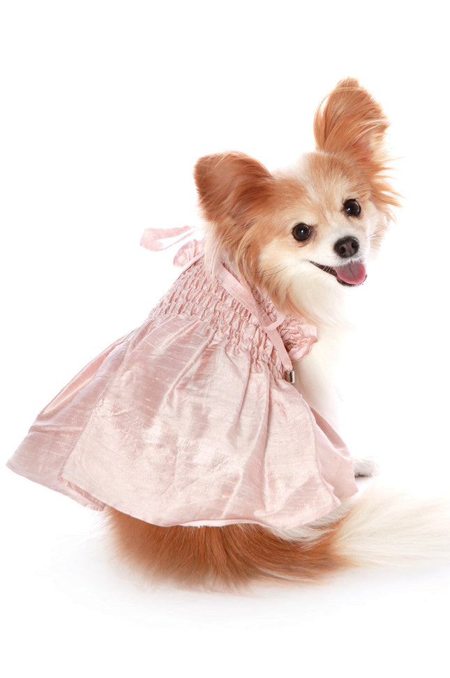 The Izabelle Light Pink Silk Dog Dress