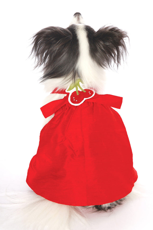 The Holly Custom Red Silk Dog Dress