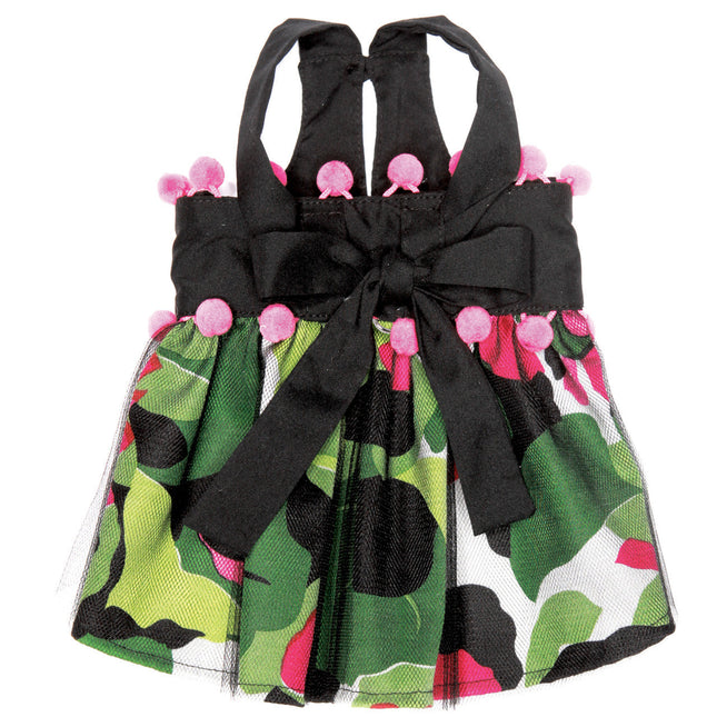 The Sasha Floral with Pom Poms Dog Harness Dress