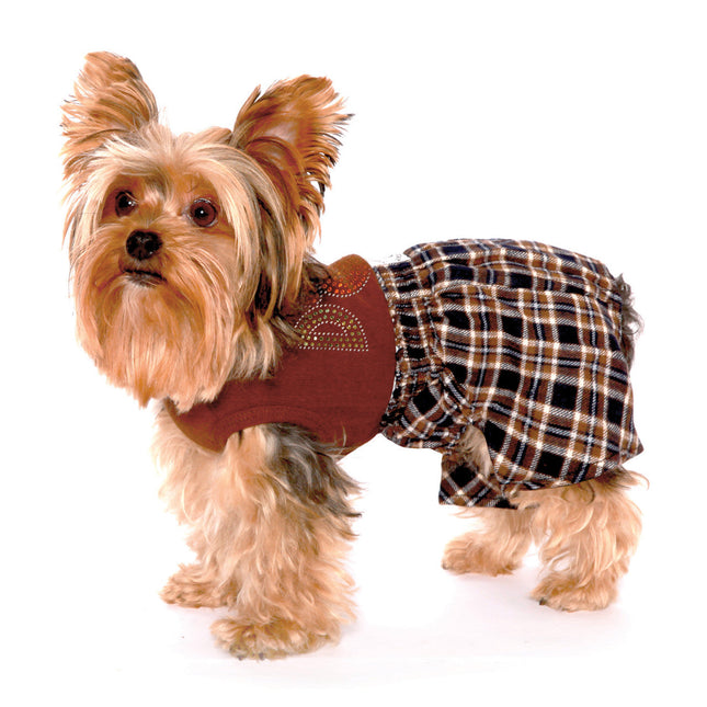 Belly Boxers for Dogs - Blue/Brown Flannel