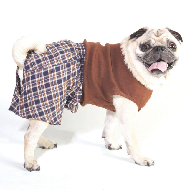 Belly Boxers for Dogs - Blue/Brown Flannel