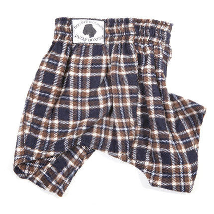 Belly Boxers for Dogs - Blue/Brown Flannel