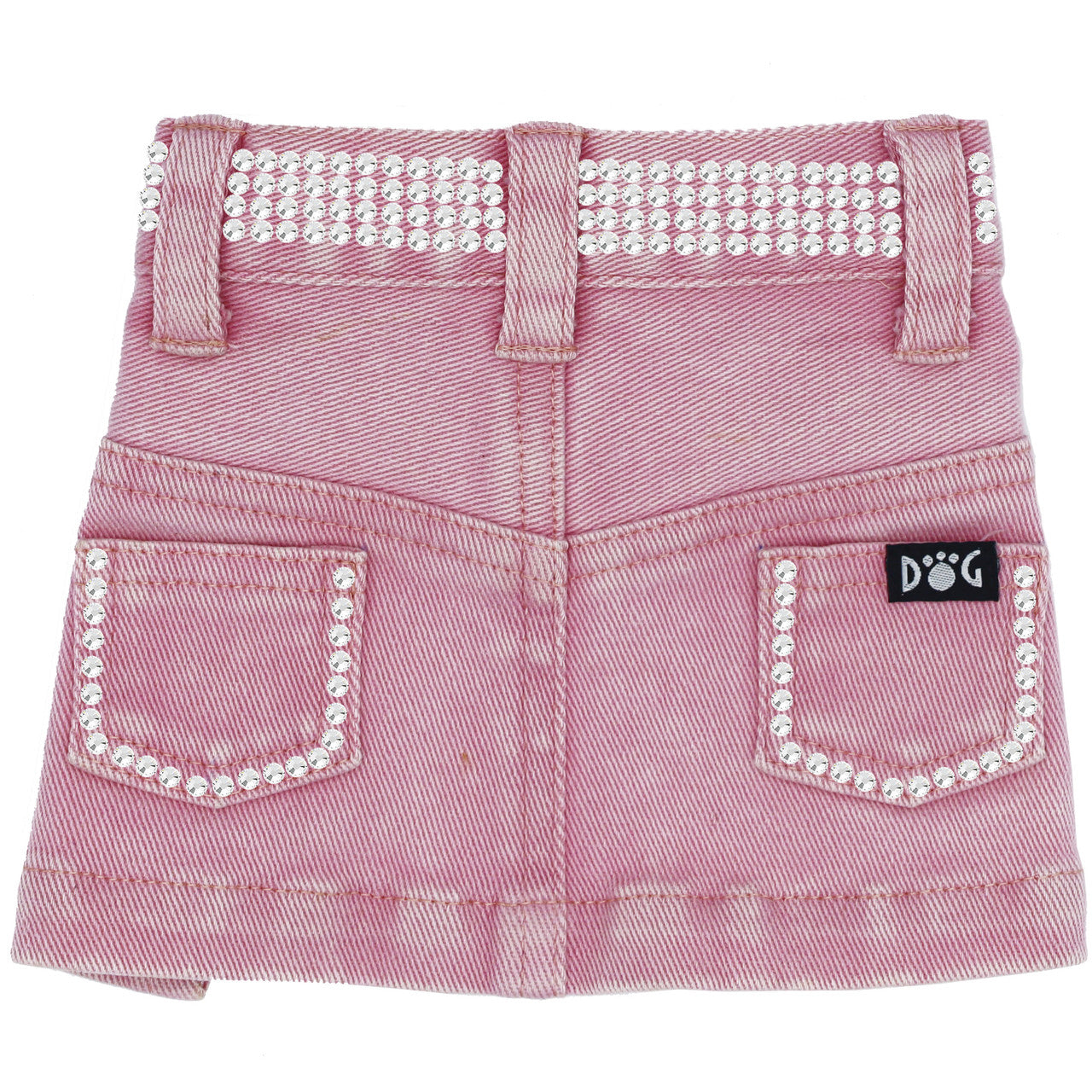 Pink Jane Denim Dog Skirt with Rhinestones Size: