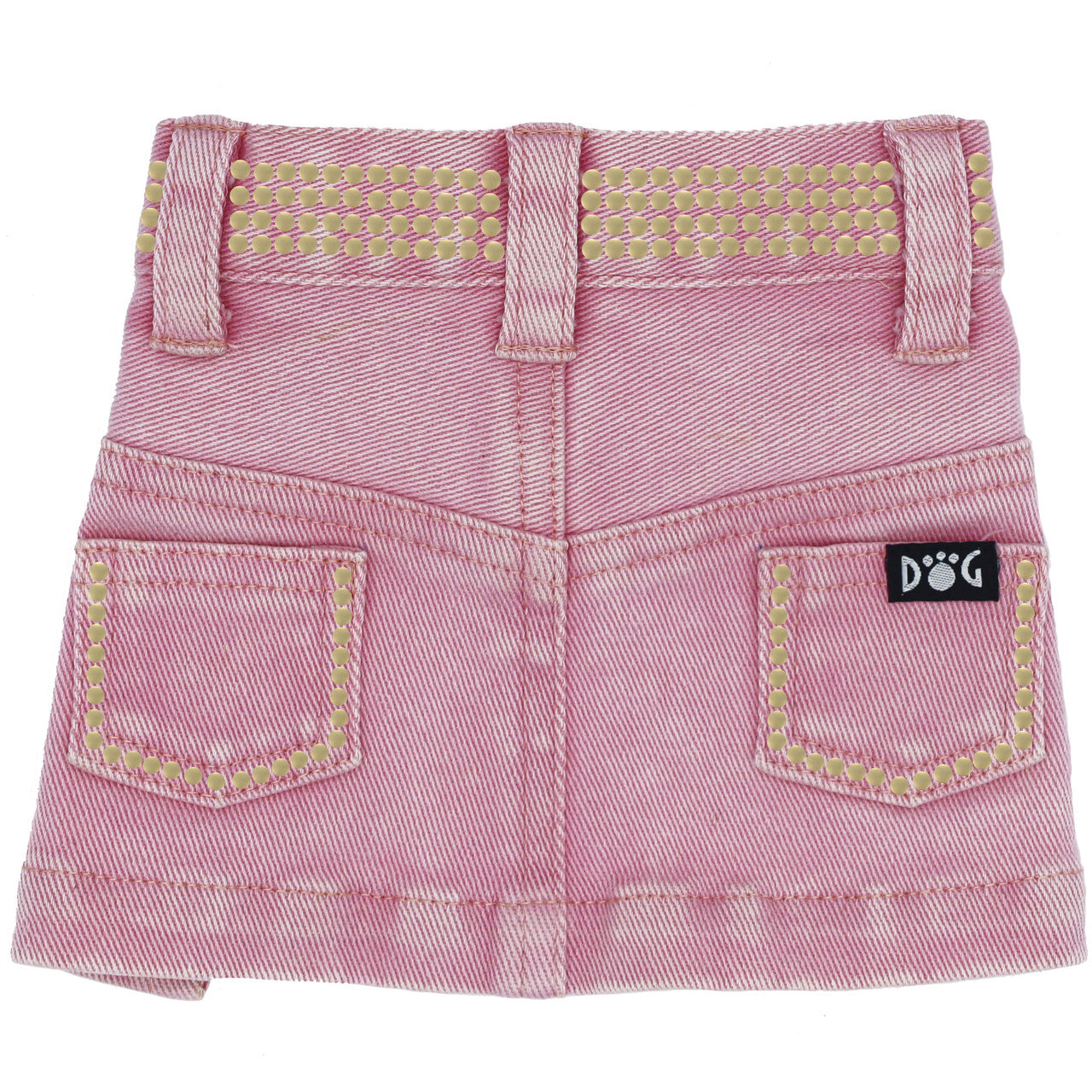 Pink Jane Denim Dog Skirt with Gold Nailheads Size: