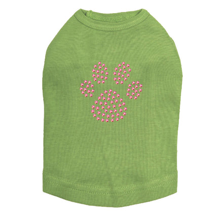 Paw (Pink Rhinestuds) - Dog Tank