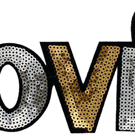 Large Sequin Silver & Gold Love - Patch