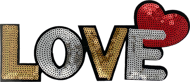 Large Sequin Silver & Gold Love - Patch