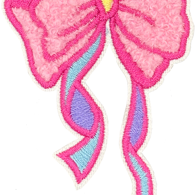 Pink Chenille Bow - Patch