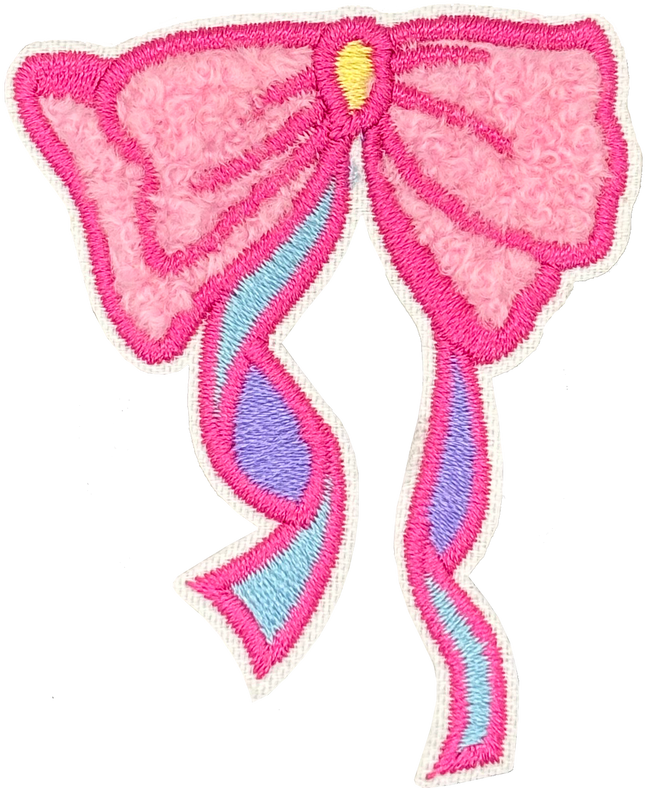 Pink Chenille Bow - Patch