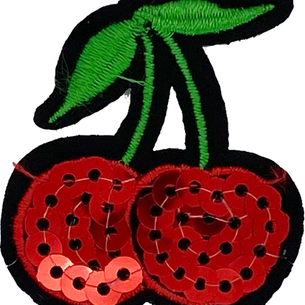 Small Sequin Red Cherries - Patch