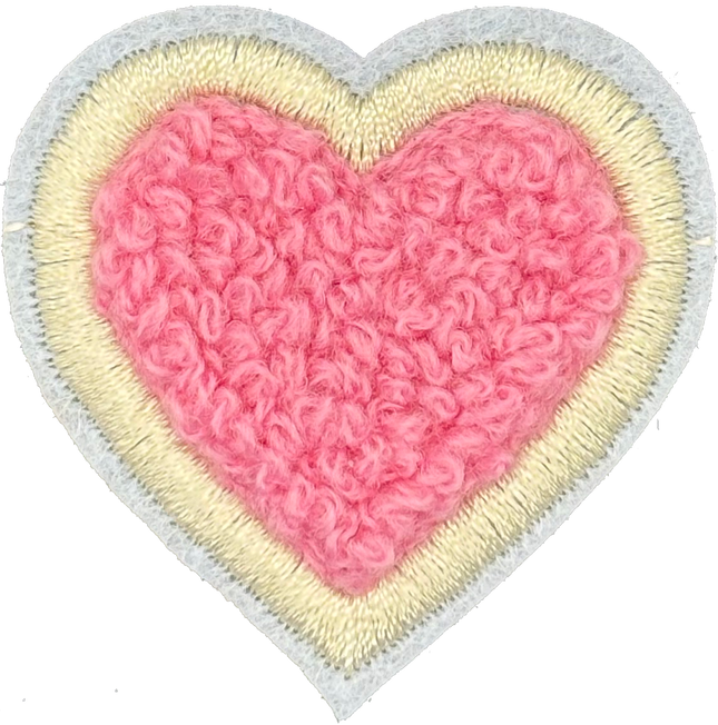 Chenille Pink Heart - Patch