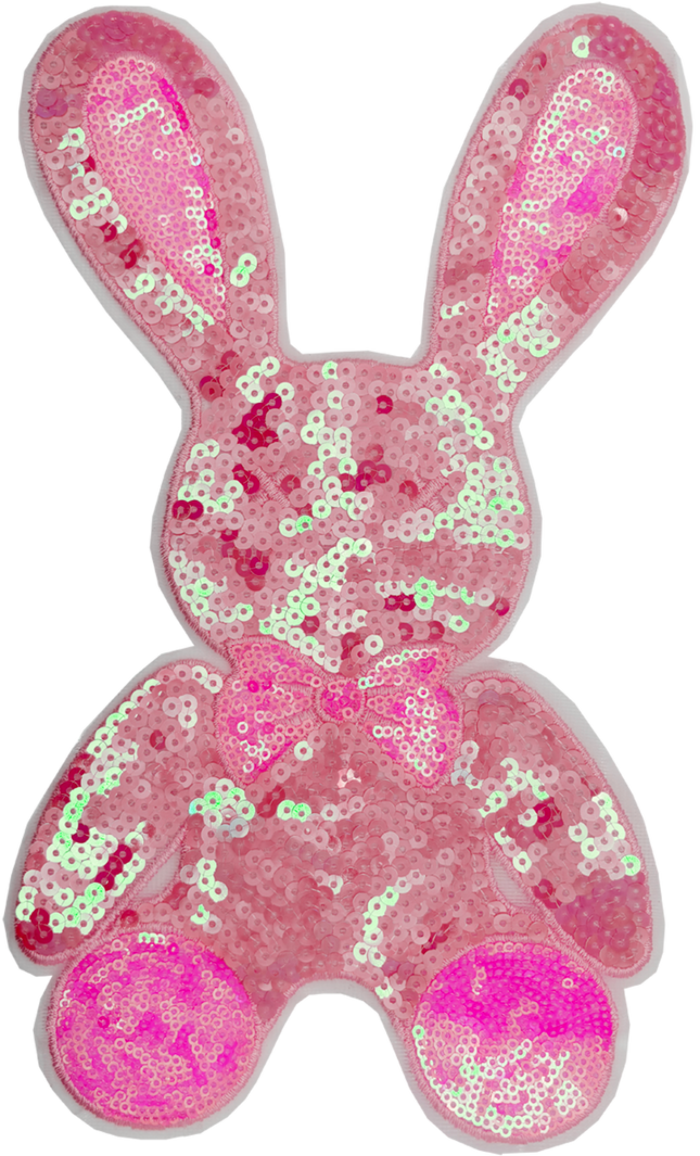 Large Pink Sequin Bunny - Patch