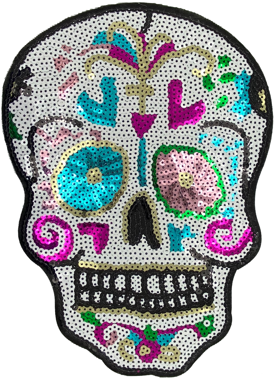 Large Sequin Sugar Skull - Patch