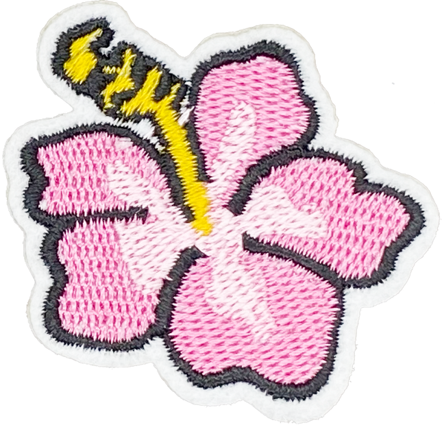 Pink Hibiscus Black outline - Patch