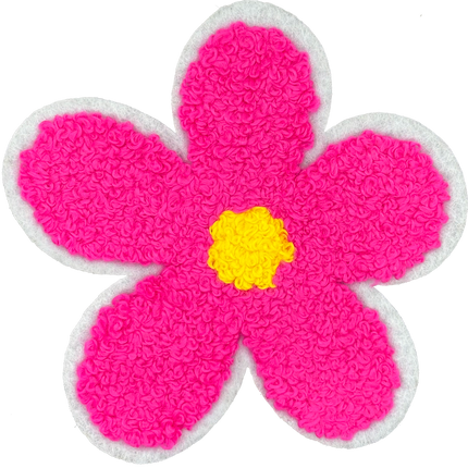 Chenille Flower - Hot Pink- Patch