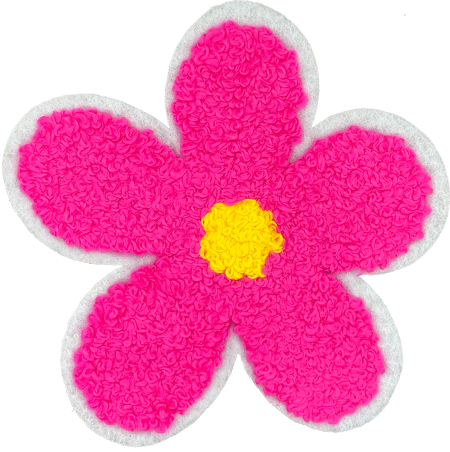 Chenille Flower - Hot Pink- Patch