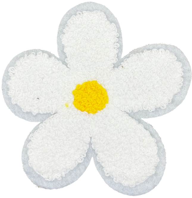 Chenille Flower - White - Patch