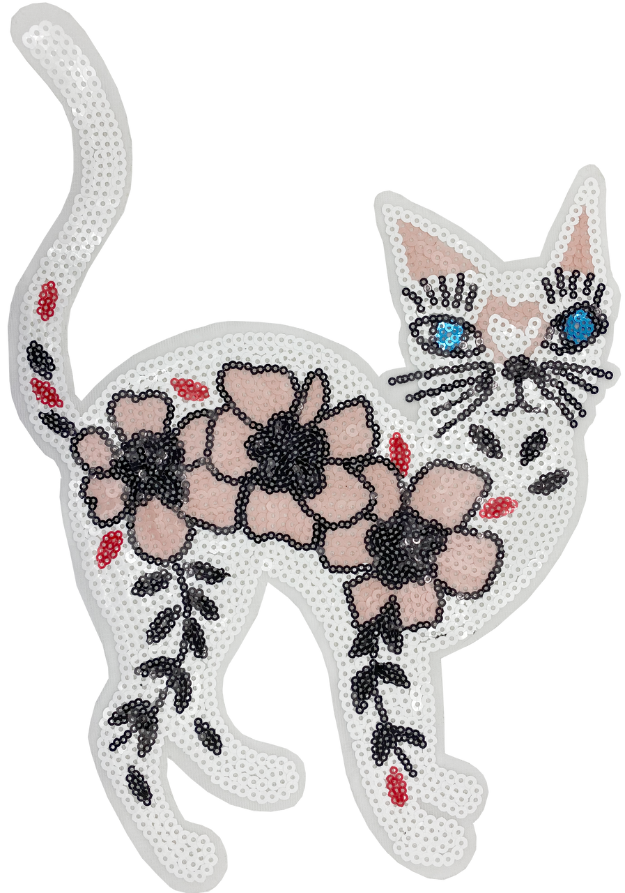 Large Sequin Cat - Patch