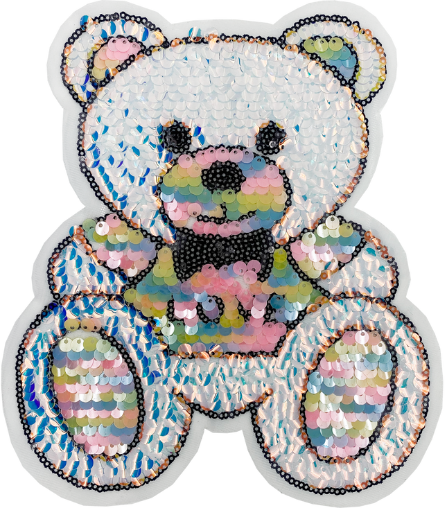 Large Sequin Bear - Patch