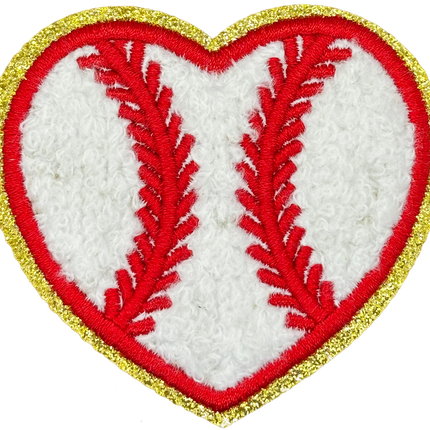 Chenille Baseball Heart - Patch