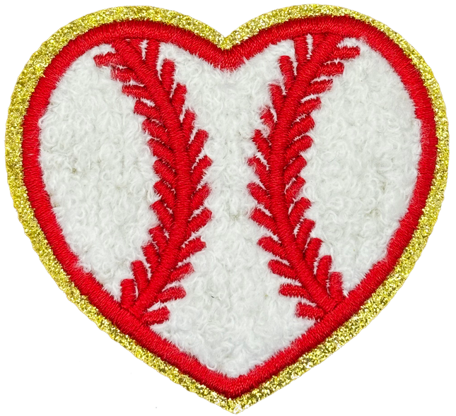 Chenille Baseball Heart - Patch