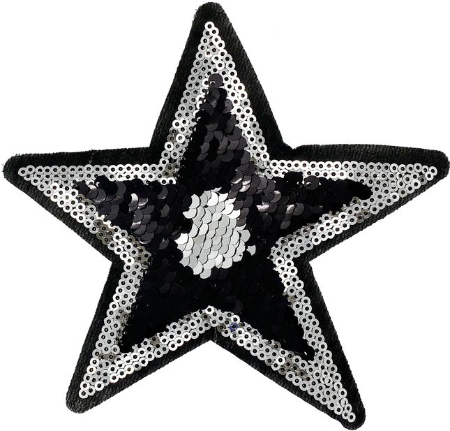 Large Sequin Star (Black & Silver) - Patch