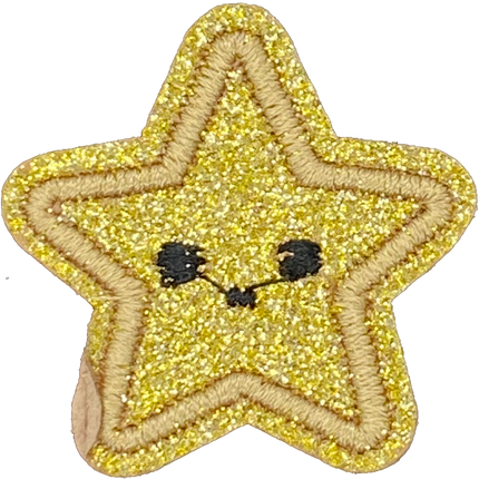 Gold Glitter Star Face - Patch