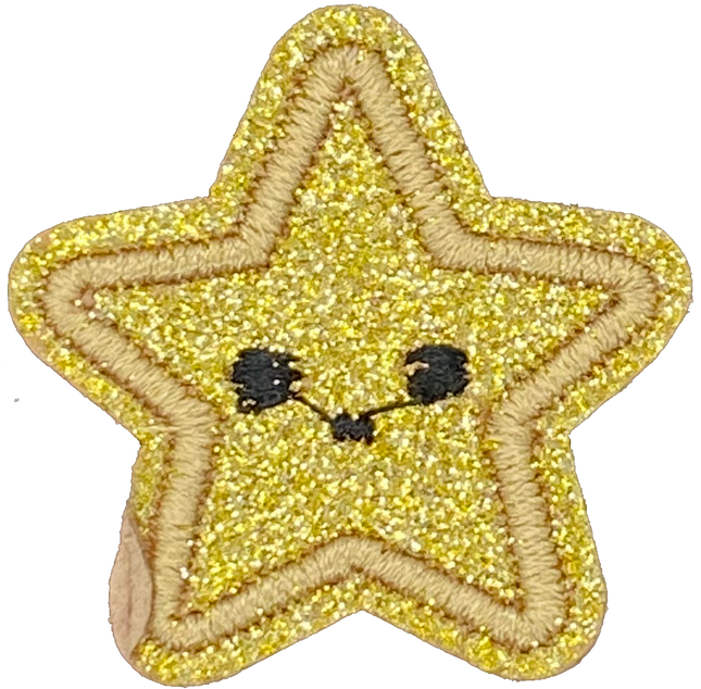 Gold Glitter Star Face - Patch