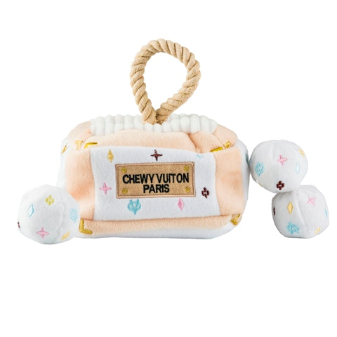 White Chewy Vuiton Interactive Trunk by Haute Diggity Dog