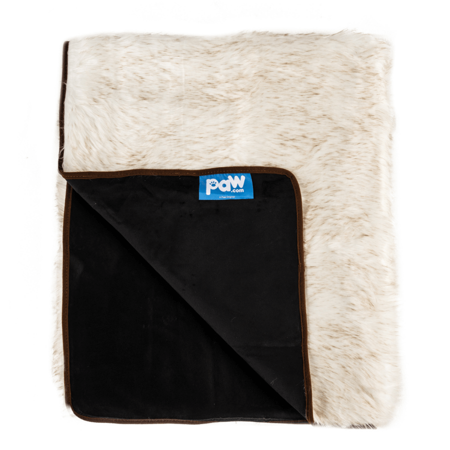 PupProtector Waterproof Throw Blanket - White with Brown Accents