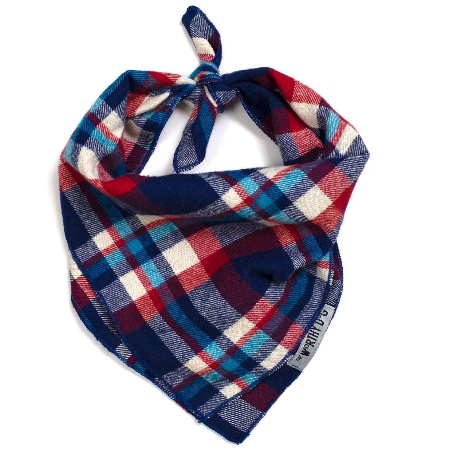 Navy/Red/Turq Plaid Tie Bandana Default Title