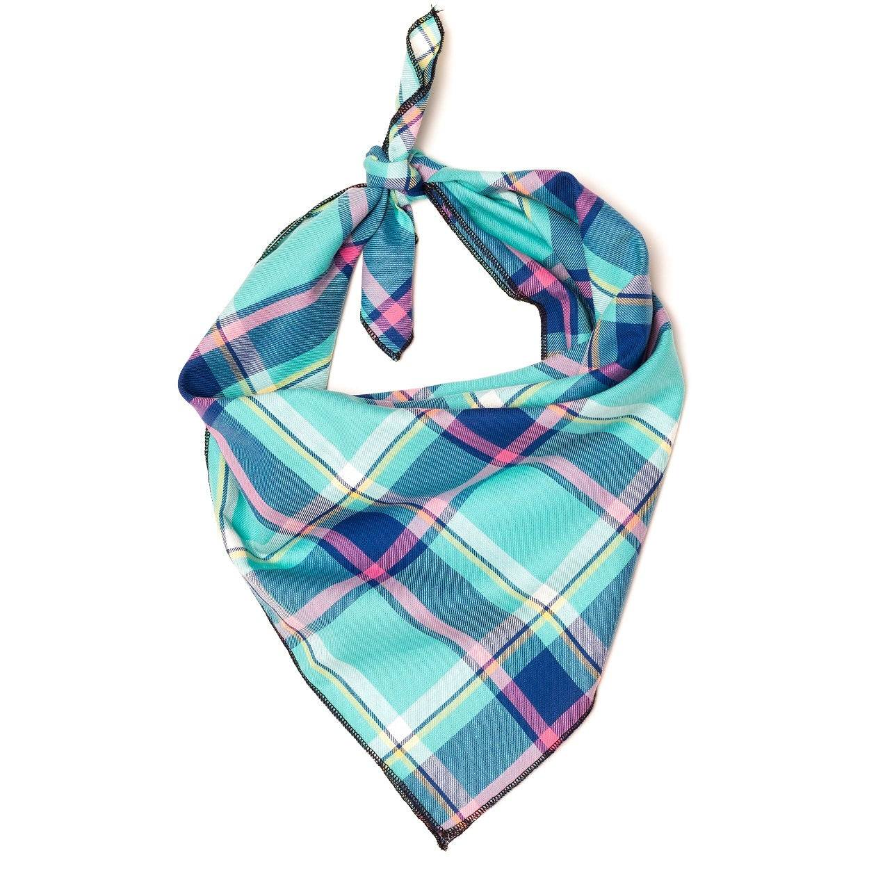 AQUA/NAVY PLAID BANDANA Default Title