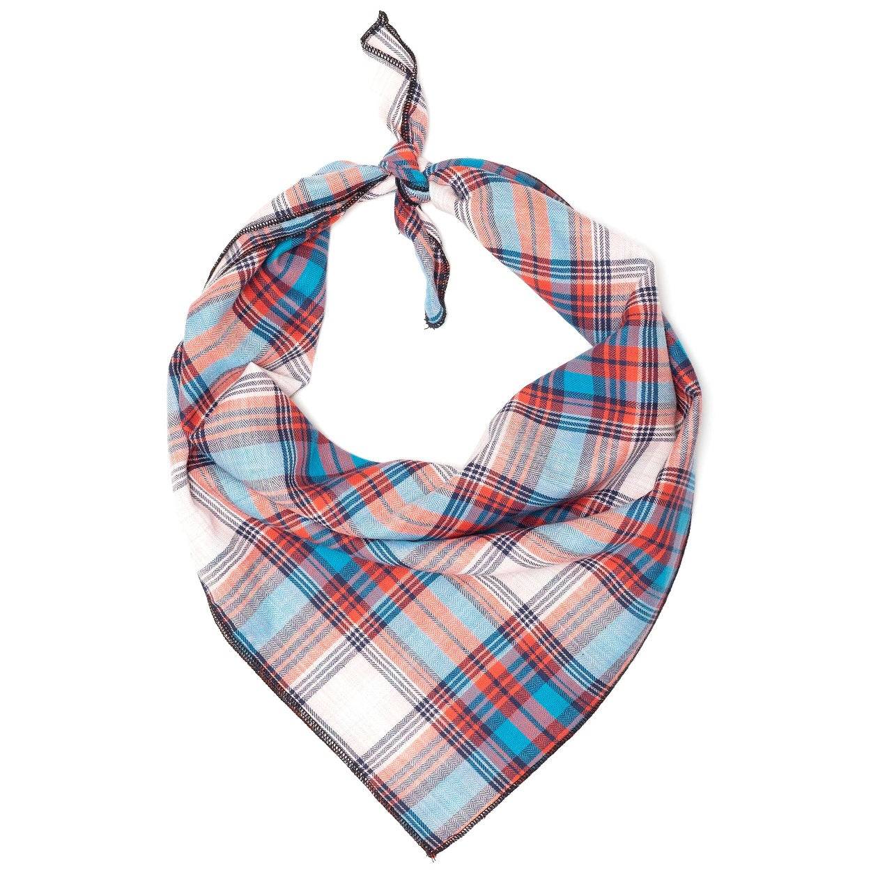 CORNFLOWER BLUE/RED PLAID BANDANA Default Title