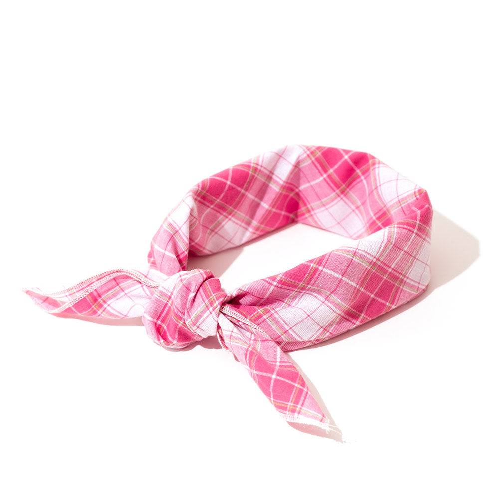 Madras Plaid Pink/White Bandana