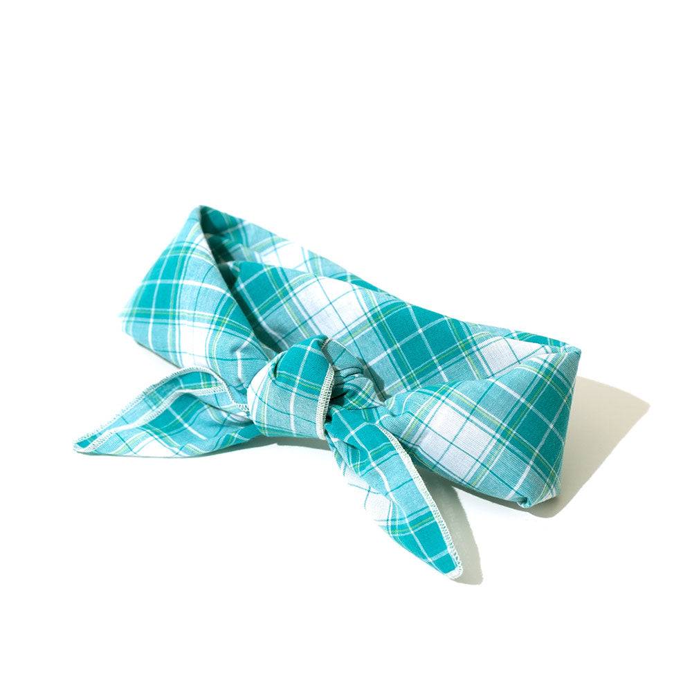 Madras Plaid Turquoise/White Bandana