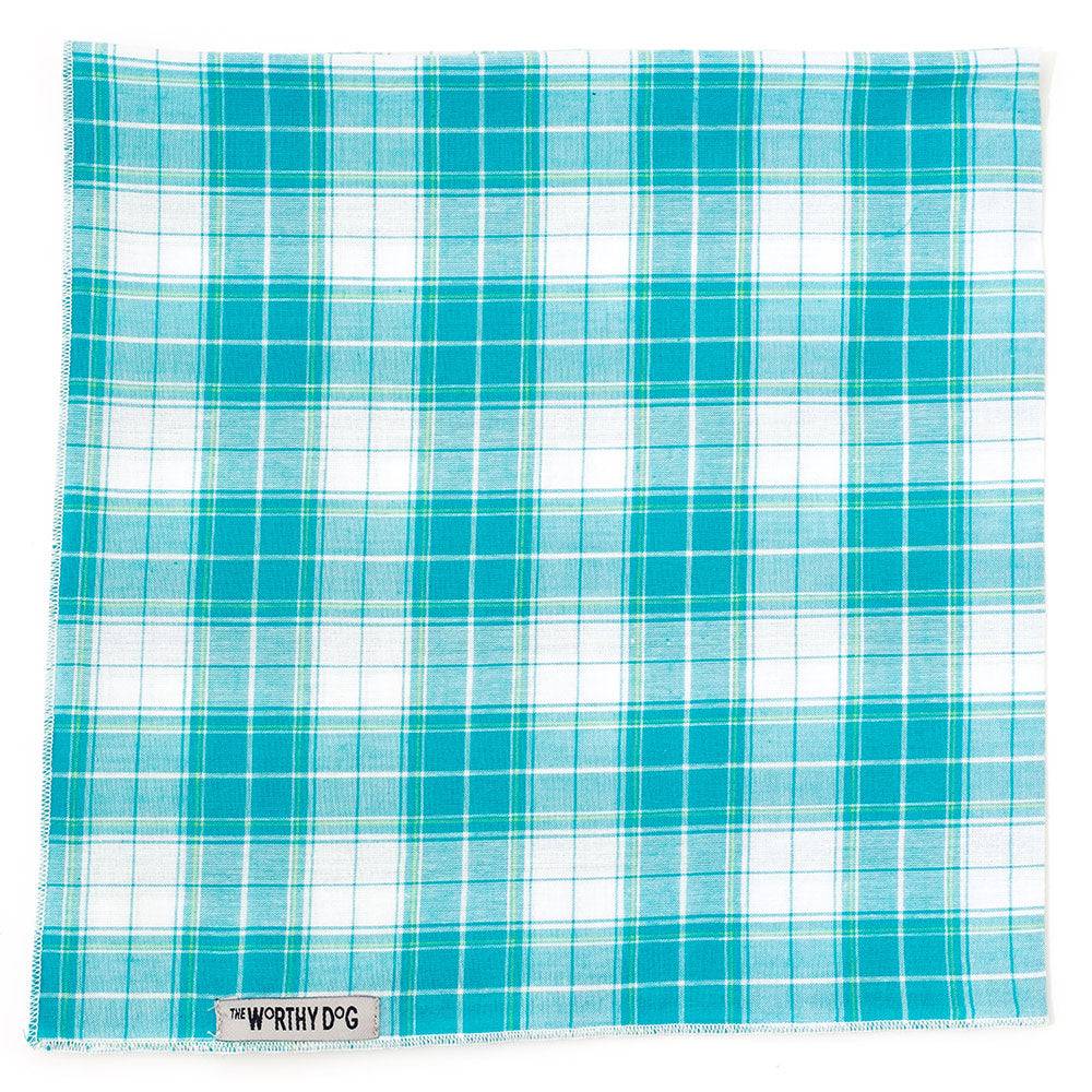 Madras Plaid Turquoise/White Bandana