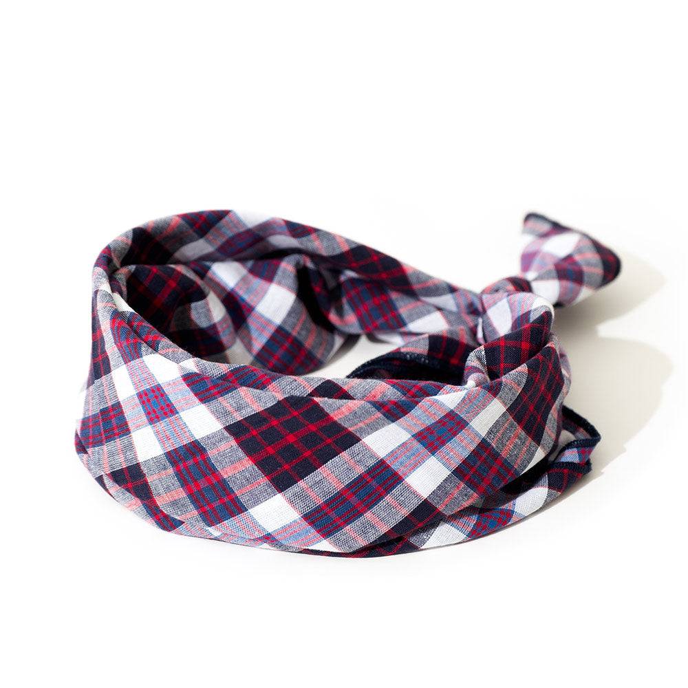 Madras Plaid Navy/Red/White Classic Bandana