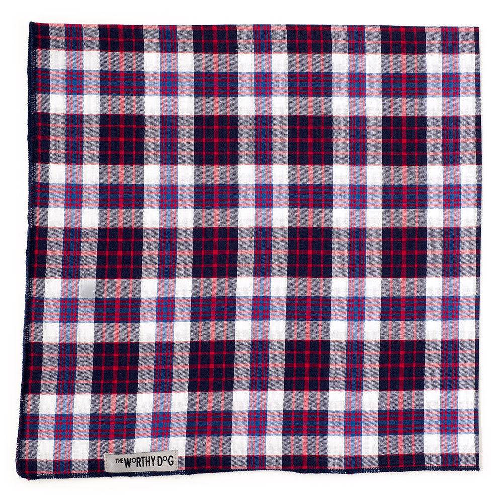 Madras Plaid Navy/Red/White Classic Bandana