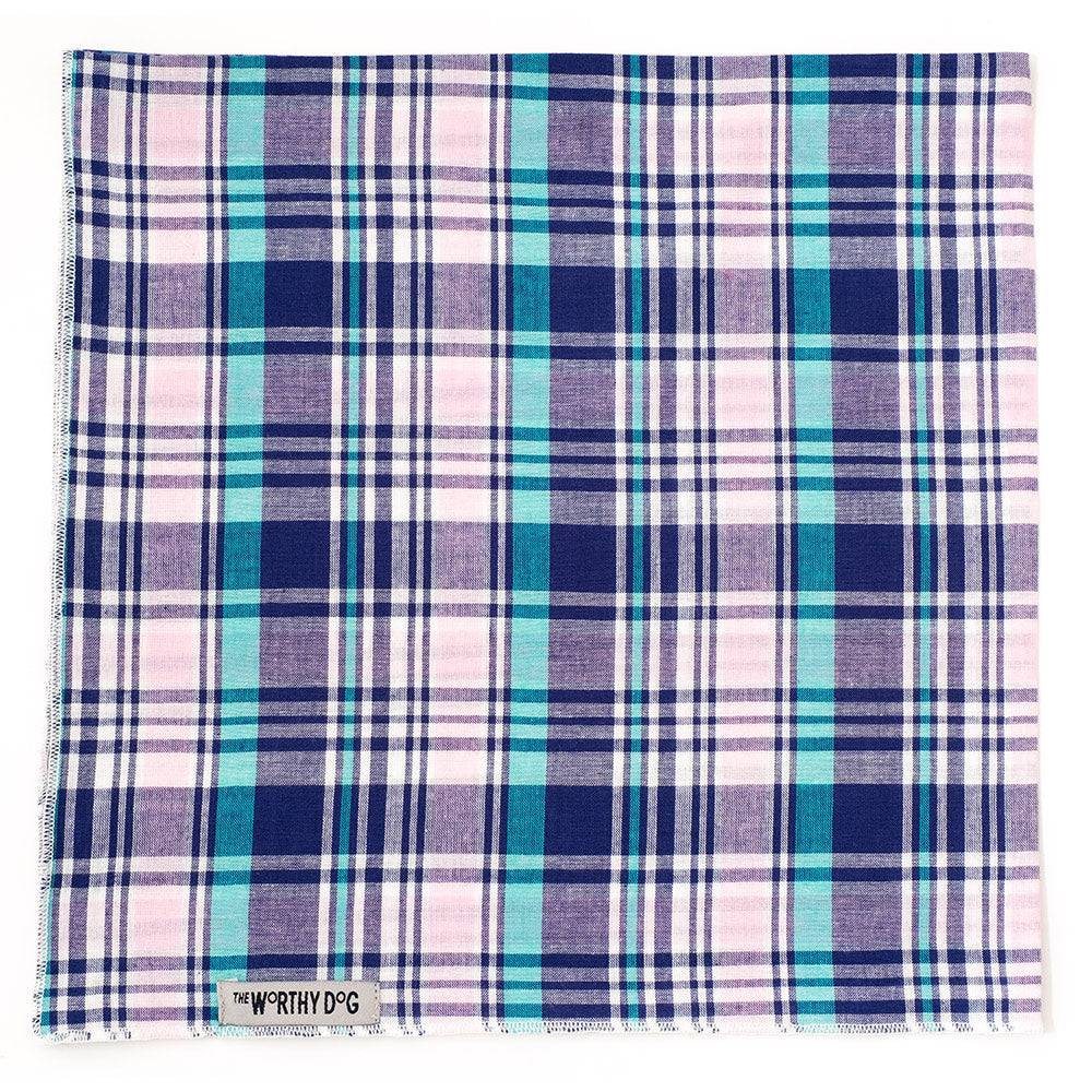 Madras Plaid Navy/Pink/Turquoise Classic Bandana